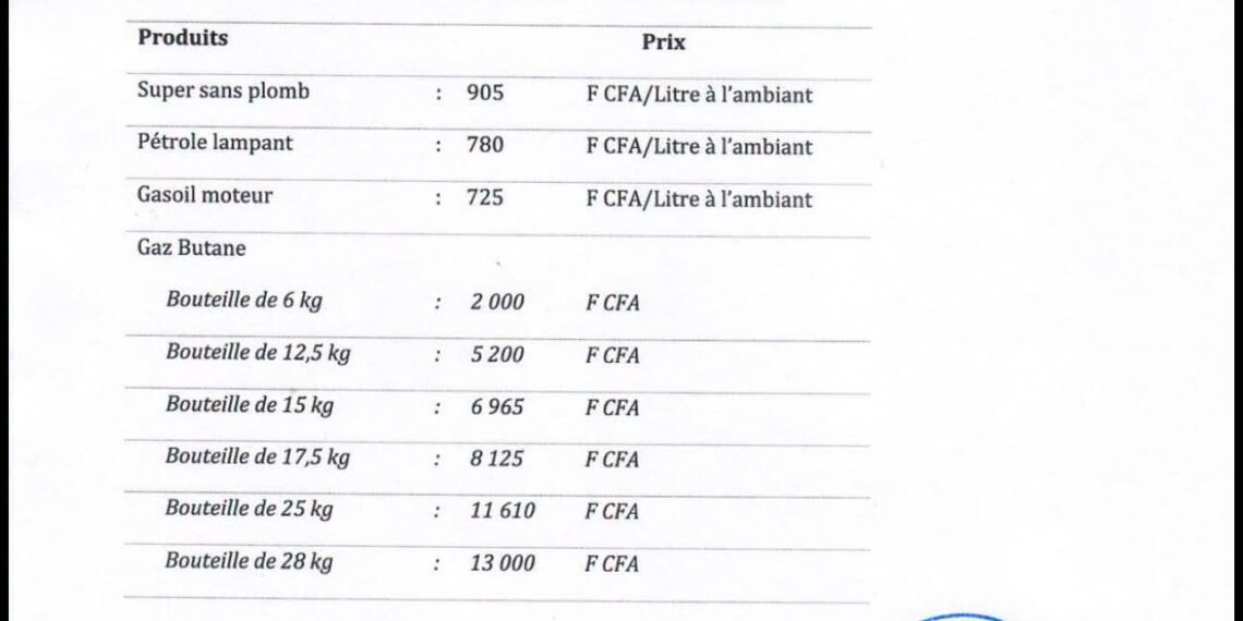 Prix des produits pétroliers